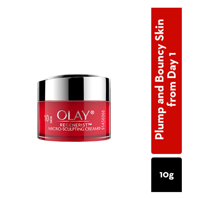 Olay Regenerist Microsculpting Day Cream, Plump & Bouncy Skin With Hyaluronic Acid & Peptides, 10g Buy at Indicrest