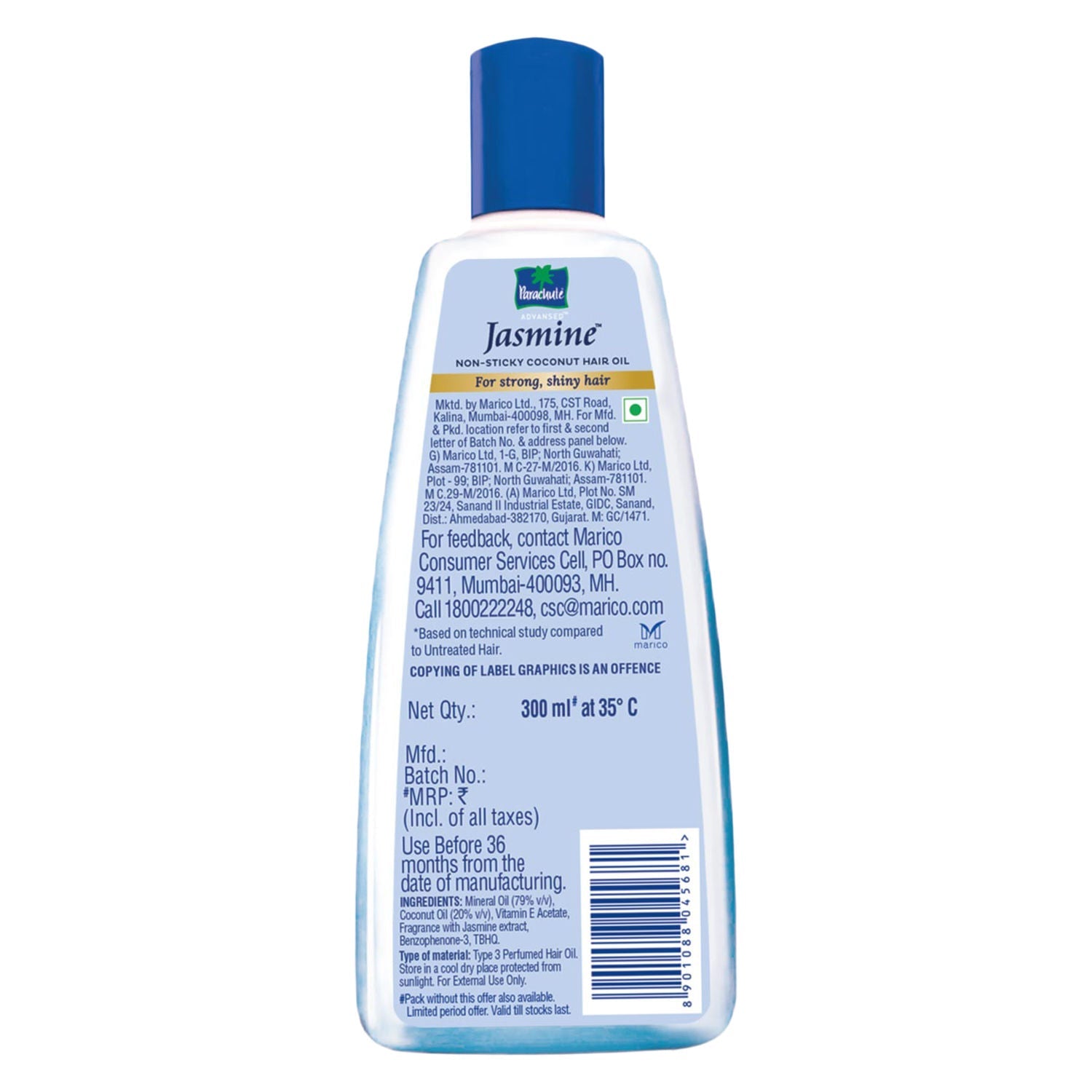 Parachute Advansed Jasmine Coconut Hair Oil, Vitamin E for Healthy Shiny Hair, Non-sticky, 300ml Buy at Indicrest Image 10