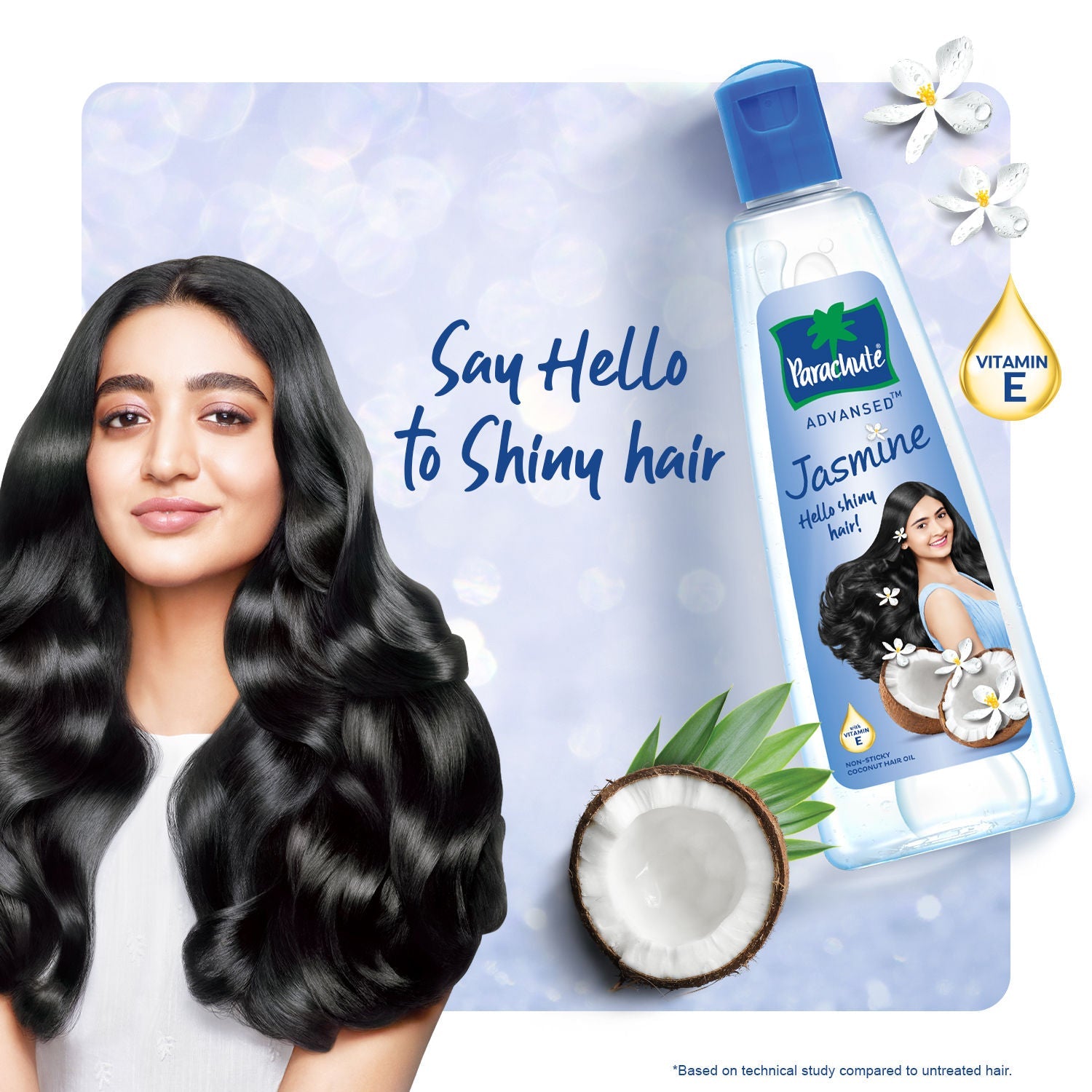 Parachute Advansed Jasmine Coconut Hair Oil, Vitamin E for Healthy Shiny Hair, Non-sticky, 300ml Buy at Indicrest Image 3