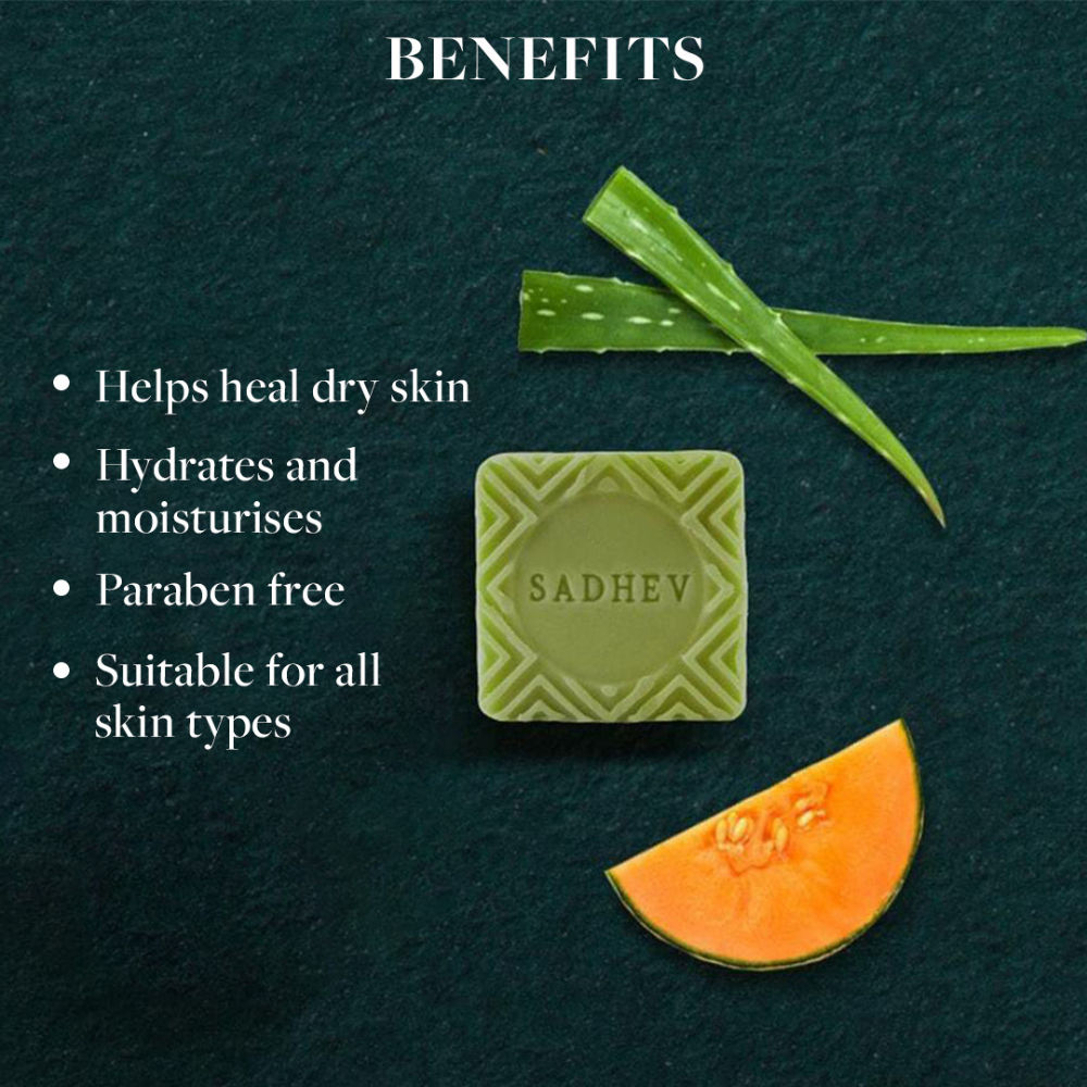 Sadhev Revitalising & Rejuveting Bathing Bar - Melon & Aloe Vera, 125g