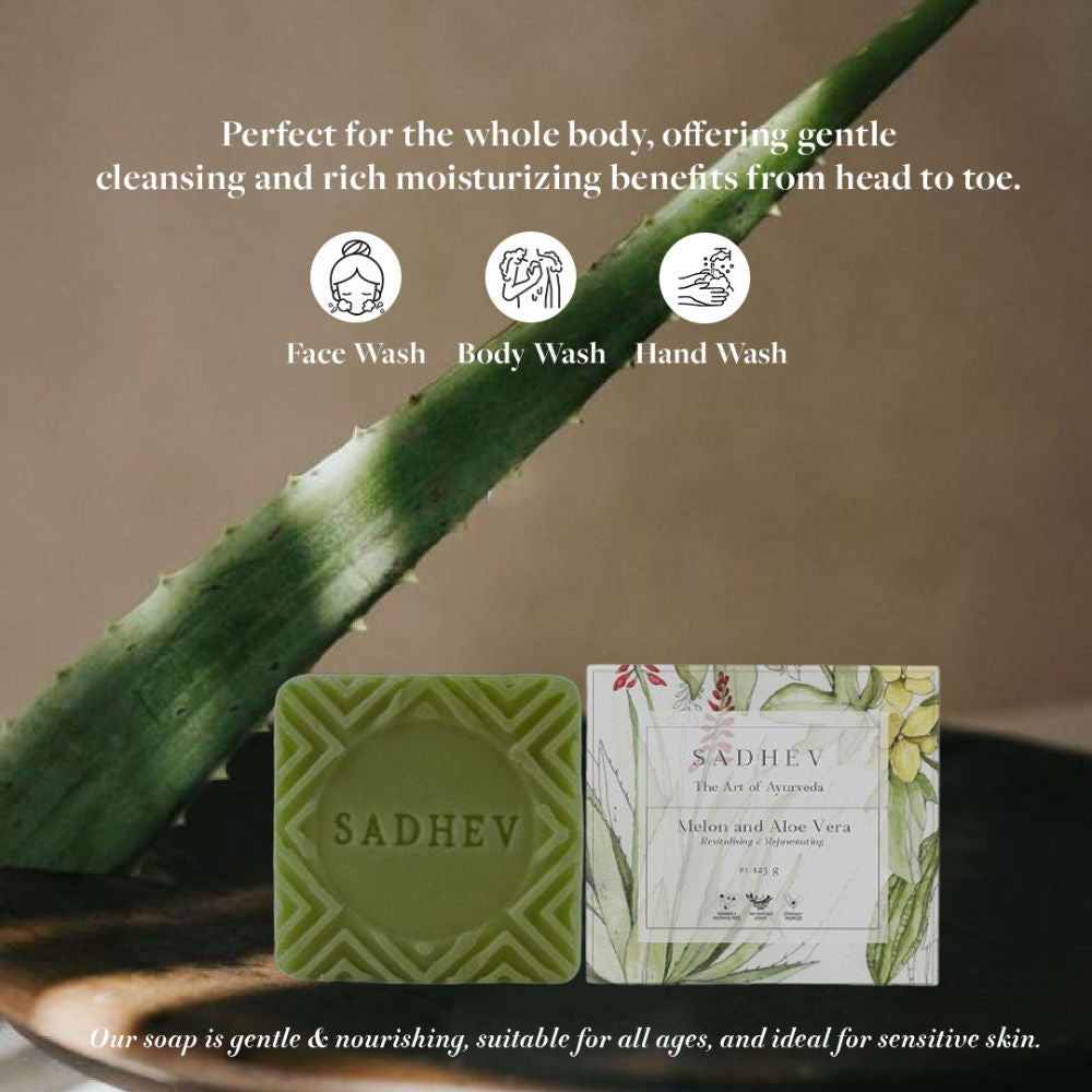 Sadhev Revitalising & Rejuveting Bathing Bar - Melon & Aloe Vera, 125g