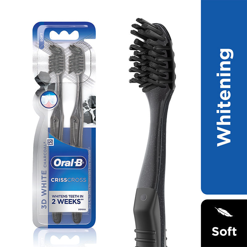 Oral-B 3D White Charcoal Soft Toothbrush For Adults (Pack of 2), 1 piece Buy at Indicrest