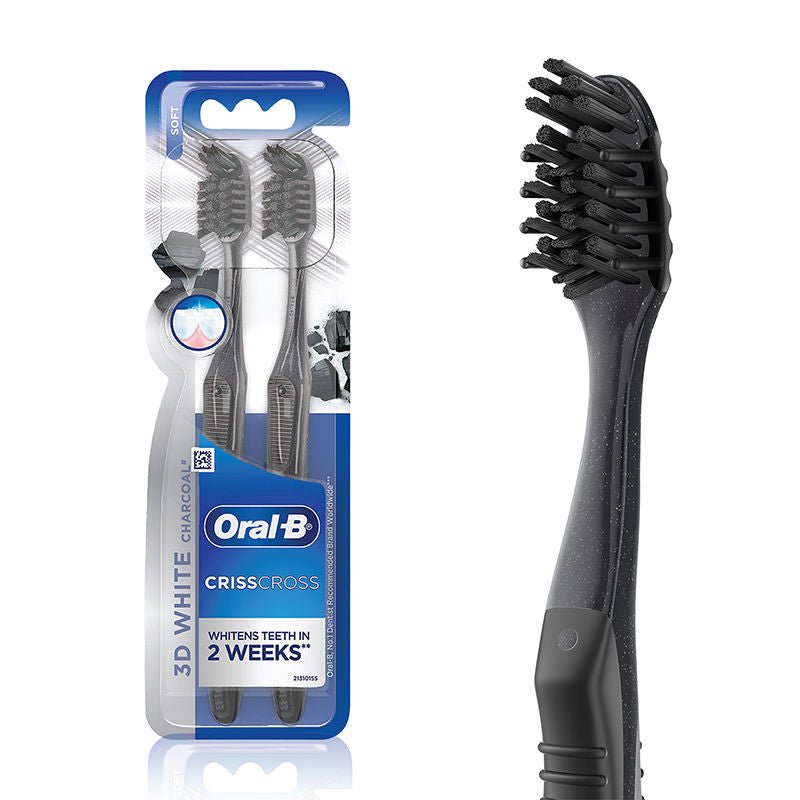 Oral-B 3D White Charcoal Soft Toothbrush For Adults (Pack of 2), 1 piece Buy at Indicrest Image 2