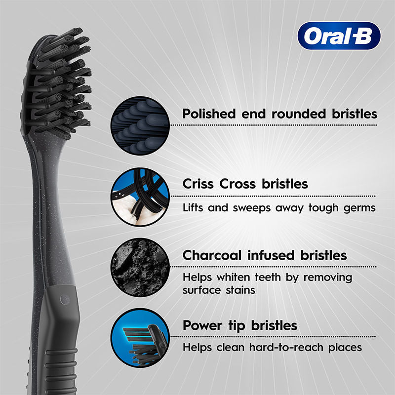 Oral-B 3D White Charcoal Soft Toothbrush For Adults (Pack of 2), 1 piece Buy at Indicrest Image 6