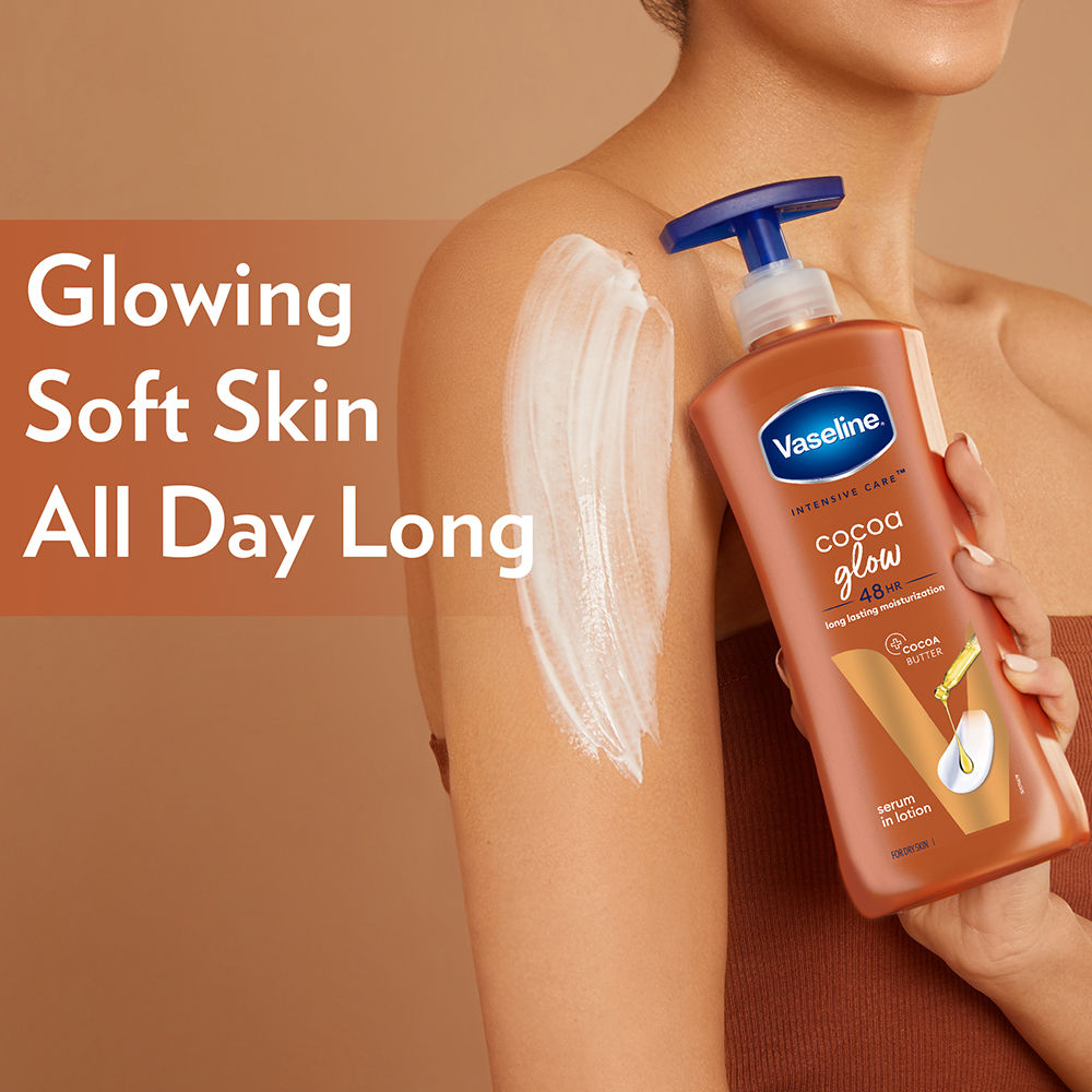 Vaseline Intensive Care Cocoa Glow 48 HR Long Lasting Serum In Lotion With 100% Pure Cocoa & Shea Butter, 400ml Buy at Indicrest Image 2