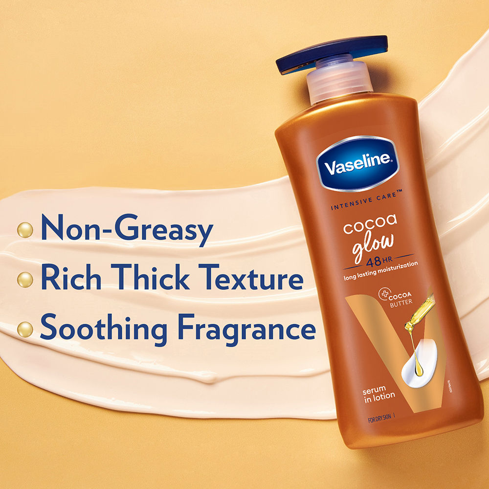 Vaseline Intensive Care Cocoa Glow 48 HR Long Lasting Serum In Lotion With 100% Pure Cocoa & Shea Butter, 400ml Buy at Indicrest Image 6