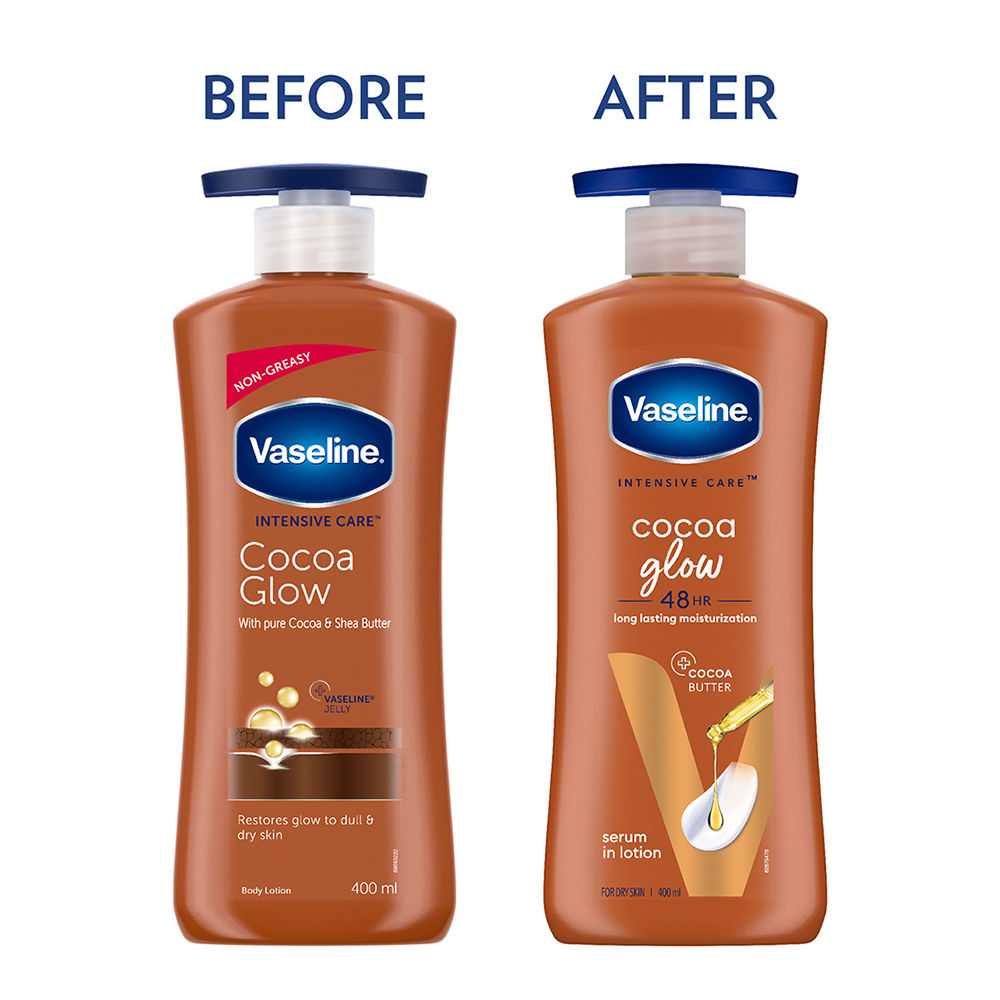 Vaseline Intensive Care Cocoa Glow 48 HR Long Lasting Serum In Lotion With 100% Pure Cocoa & Shea Butter, 400ml Buy at Indicrest Image 9