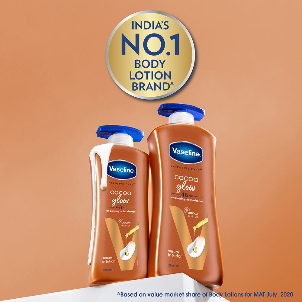Vaseline Cocoa Glow Serum In Lotion, 600ml, 100% Pure Cocoa & Shea Butter for Glowing & Soft Skin Buy at Indicrest Image 4