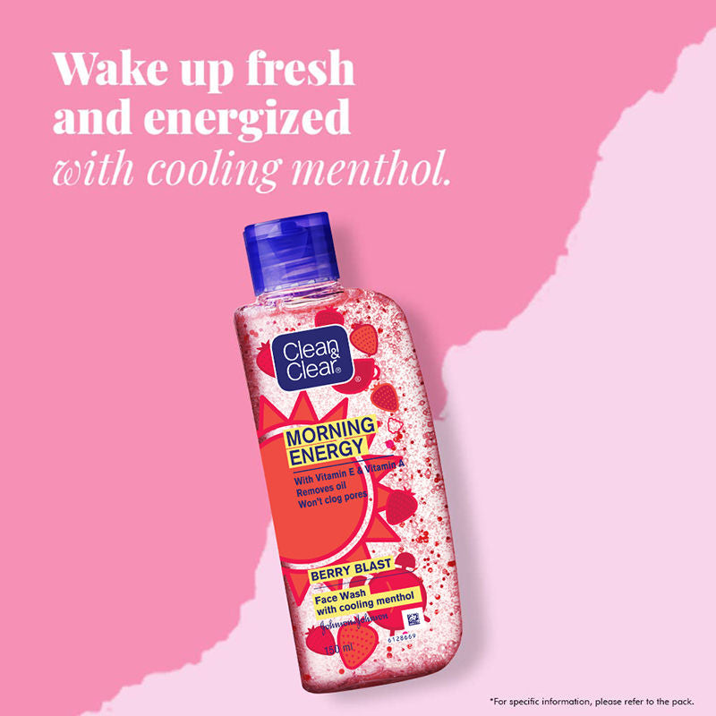 Clean & Clear Morning Energy Berry Blast Face Wash - Gentle Cleanser with Menthol for Oily Skin, 150ml Buy at Indicrest Image 4