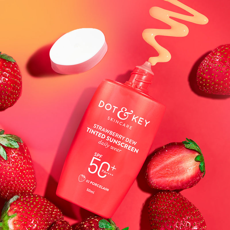 Dot & Key Strawberry Dew Tinted Sunscreen SPF 50+ PA++++, Porcelain Light Buy at Indicrest