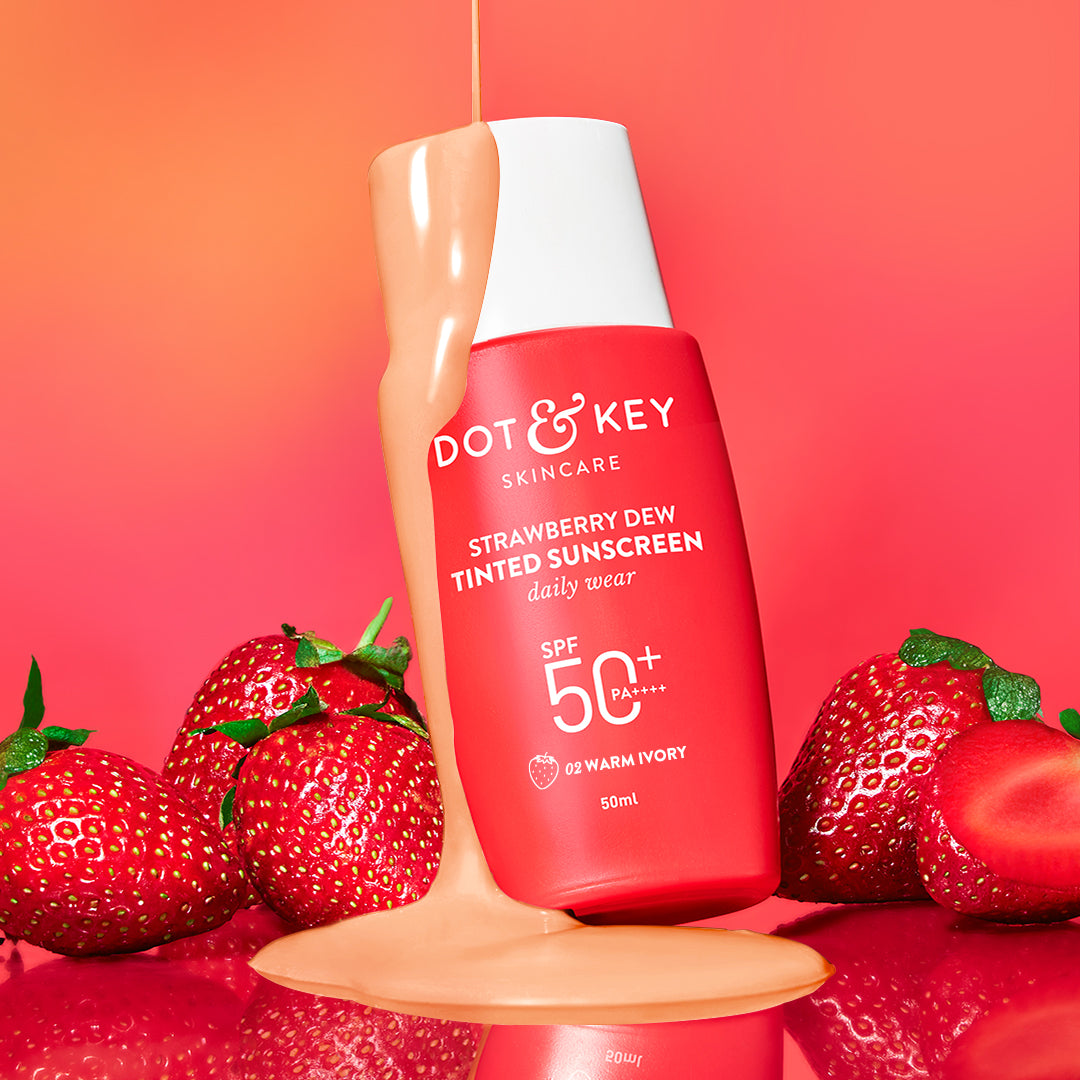 Dot & Key Strawberry Dew Tinted Sunscreen SPF 50+ PA++++, Warm Ivory Light Medium
