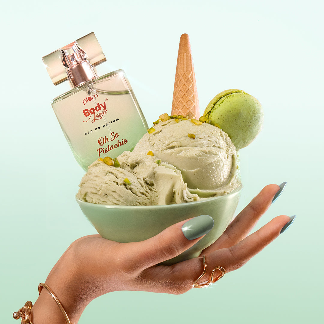 Plum Oh So Pistachio Eau De Parfum (Perfume) by Plum BodyLovin' | Long Lasting | Summer Gourmand Fragrance | Supremely Luxurious, 50ml Buy at Indicrest