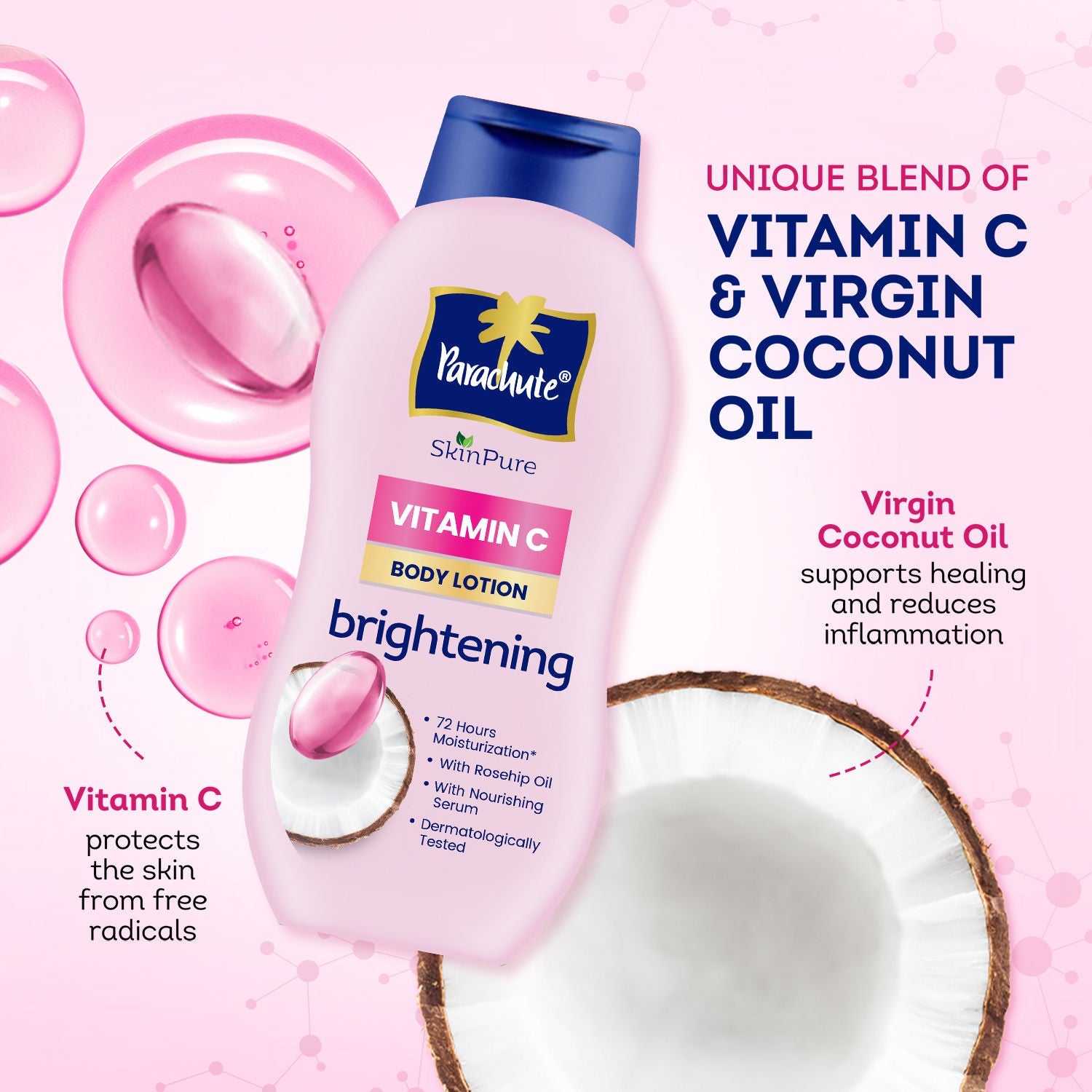 Parachute SkinPure Body Lotion With Vitamin C & Virgin Coconut Oil, 400ml Buy at Indicrest Image 3