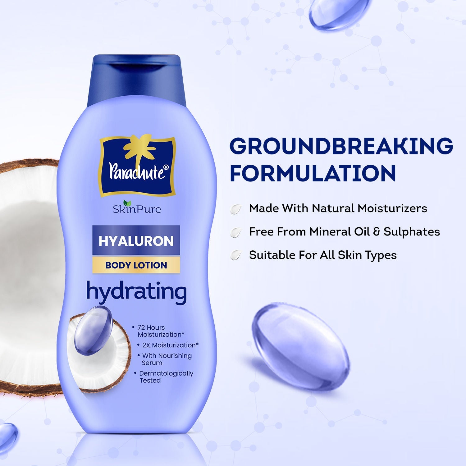 Parachute SkinPure Hyaluron Body Lotion With Virgin Coconut Oil, 400ml Buy at Indicrest Image 5