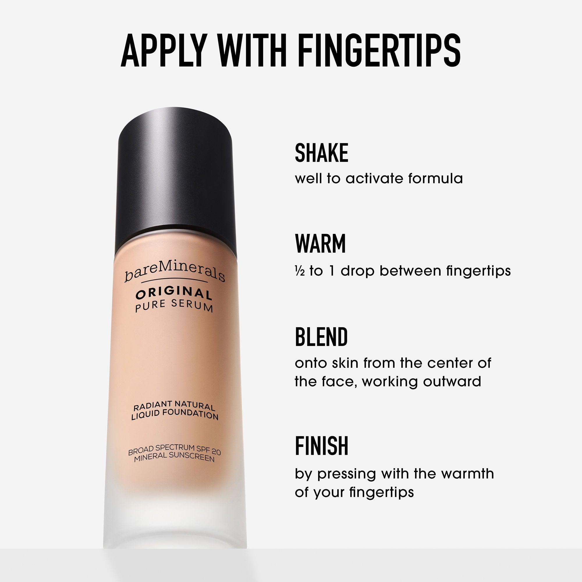 bareMinerals Origil Pure Serum Radiant tural Liquid Foundation SPF 20 - Medium Deep Cool 4.5, 30ml
