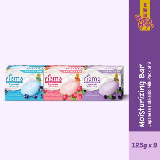 Fiama Japanese Hokkaido Milk & Berries Moisturizing Bars, 125g Each (Pack of 9) Buy at Indicrest