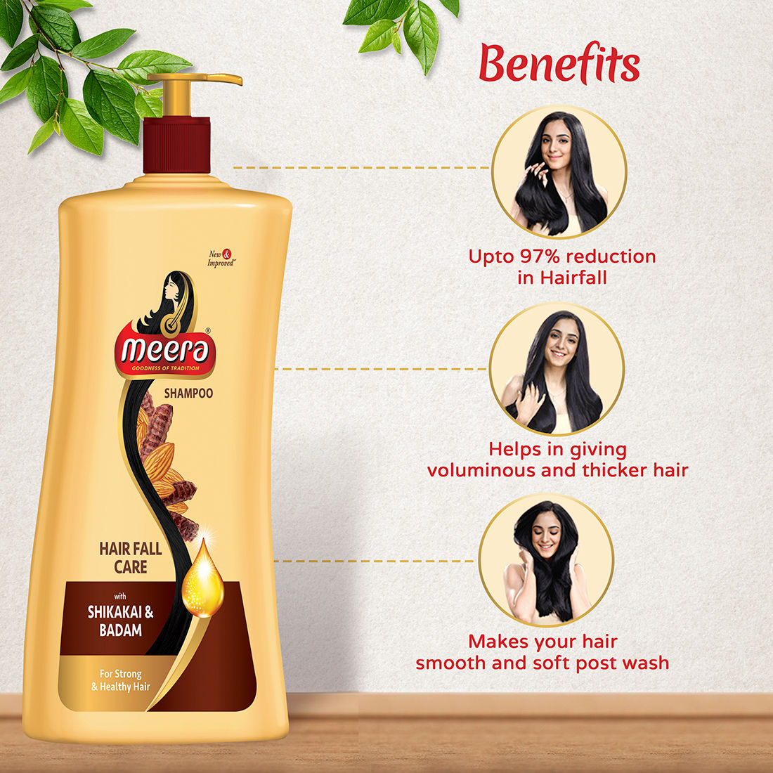 Meera Hairfall Care Shampoo, With Goodness Of Badam and Shikakai, 1 Litre Buy at Indicrest Image 4