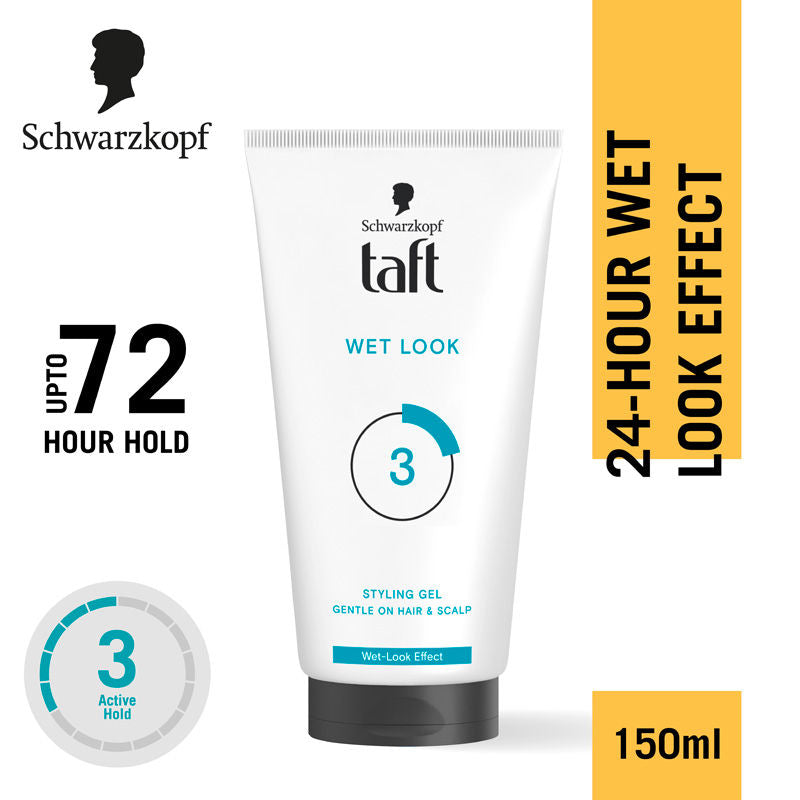 Schwarzkopf TAFT Wet Hair Styling Gel For 24 Hours Shiny Wet Look Effect Hold 3, Non-Sticky, 150ml Buy at Indicrest Image 3