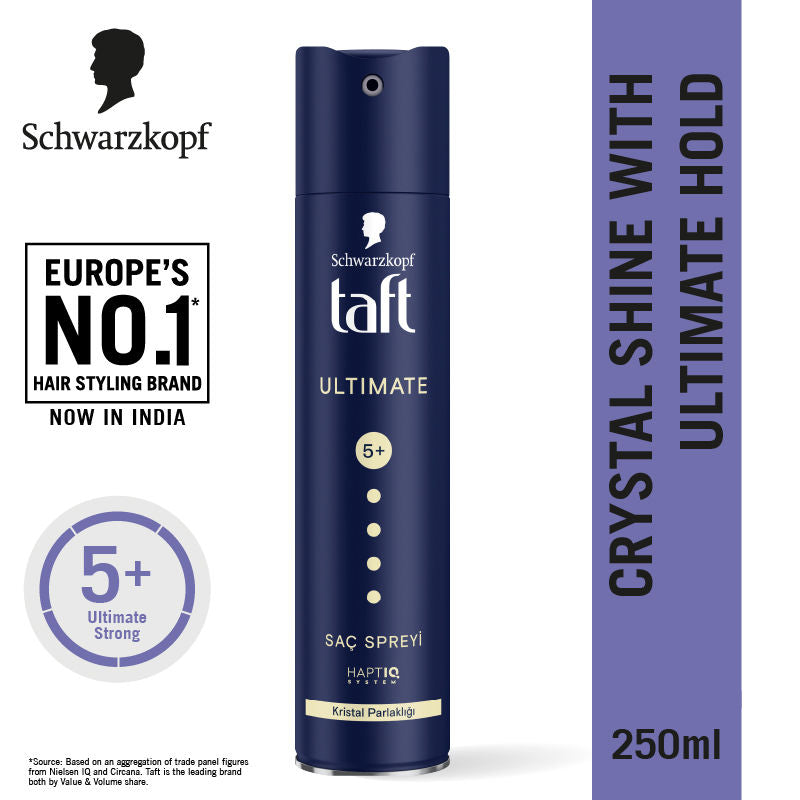 Schwarzkopf TAFT Ultimate Hair Spray For Hair With Crystal Shine Hold 5+, Lasts For 72 Hours, 250ml Buy at Indicrest