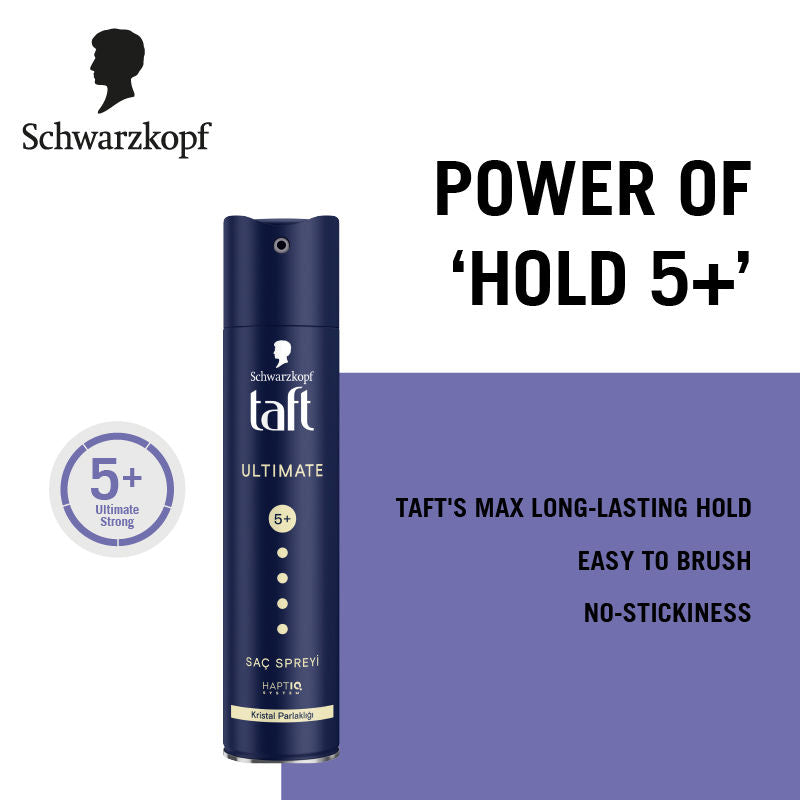 Schwarzkopf TAFT Ultimate Hair Spray For Hair With Crystal Shine Hold 5+, Lasts For 72 Hours, 250ml Buy at Indicrest Image 3