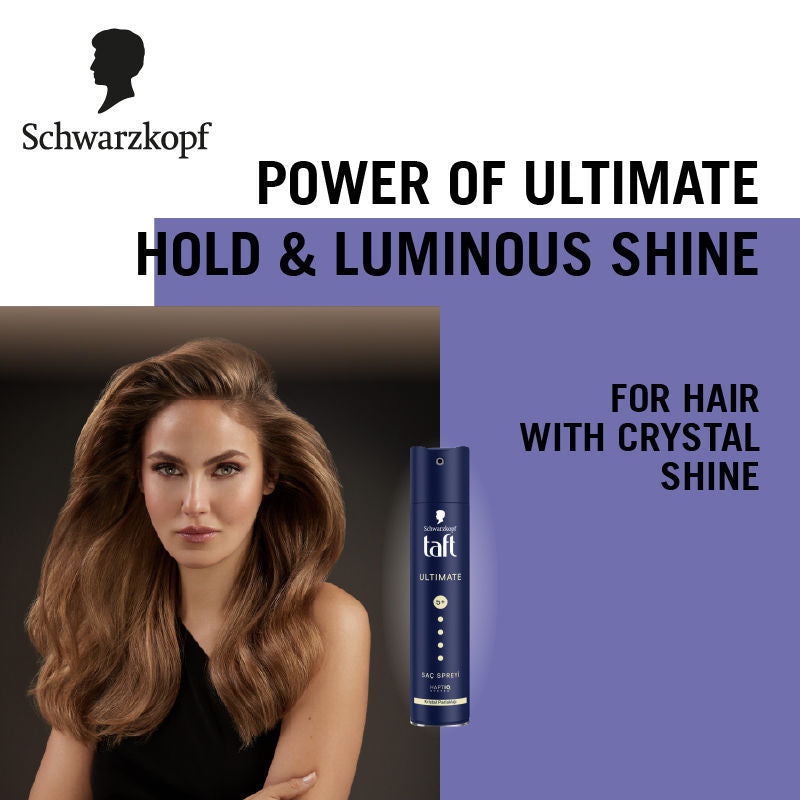 Schwarzkopf TAFT Ultimate Hair Spray For Hair With Crystal Shine Hold 5+, Lasts For 72 Hours, 250ml Buy at Indicrest Image 9