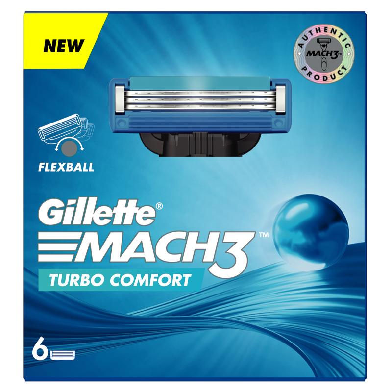 Gillette Mach Turbo 3 Shaving Blades for men (Pack Of 6 Cartridges) Buy at Indicrest