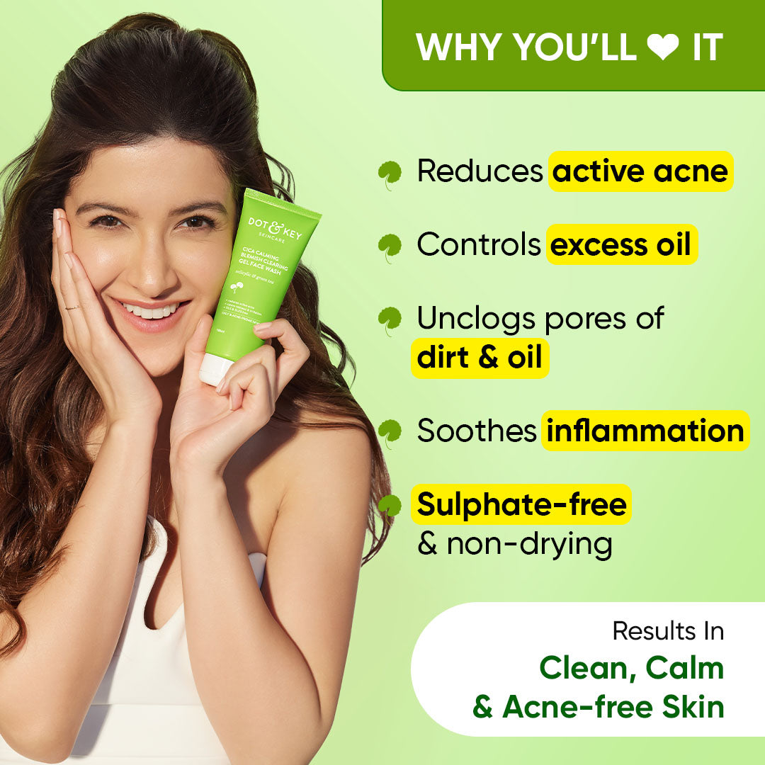 Dot & Key Cica + Salicylic Gel Face Wash 100g - Pack of 2, (200ml)