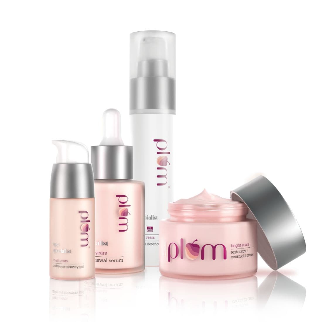 Plum Bright Years Age Specialist Full Set | Eye Recovery Gel, 15ml | Cell Renewal Serum, 30ml | Sunscreen, 50 ml & Night Cream, 50ml