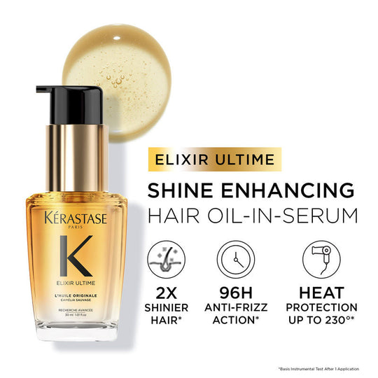 Kérastase Elixir Ultime Hair Oi-In-Serum For All Hair Types, 2x Shinier Hair, 30ml, Buy from Indicrest