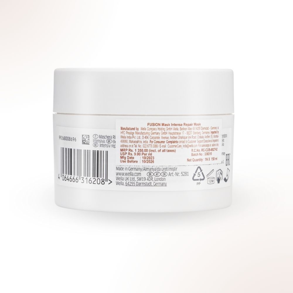 Wella professionals Fusion Intense Repair Hair Mask with Silk Amino Acids for Damaged & Frizzy Hair, 150ml Buy at Indicrest Image 8