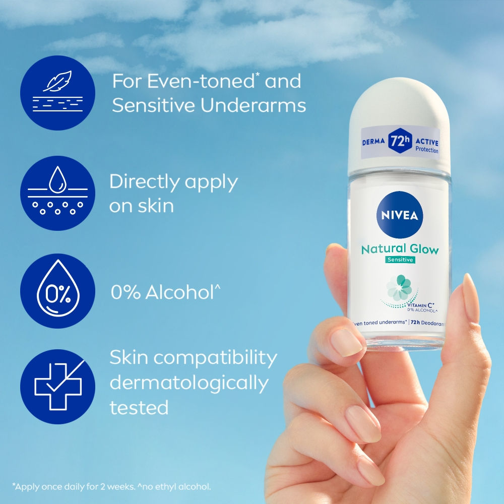 Nivea Natural Glow Sensitive 72H Deodorant Roll, 50ml Buy at Indicrest Image 3