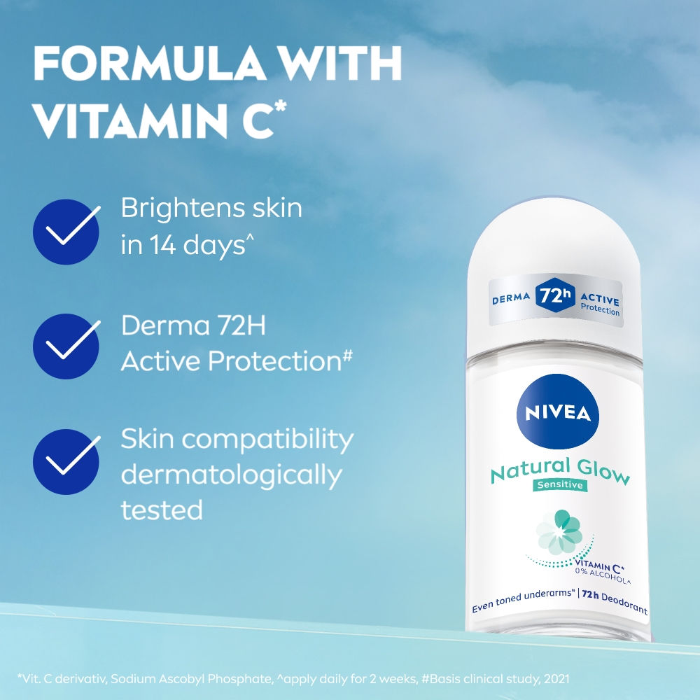 Nivea Natural Glow Sensitive 72H Deodorant Roll, 50ml Buy at Indicrest Image 4