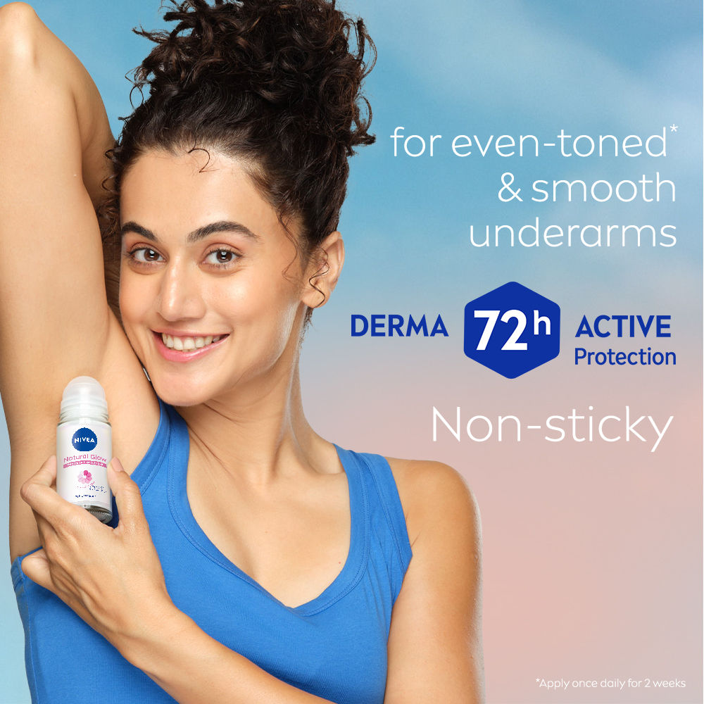 Nivea Natural Glow Even Toned Vit C & 0% Alcohol Deo Underarm Roll On 72Hr Active Protection, 25ml Buy at Indicrest Image 6