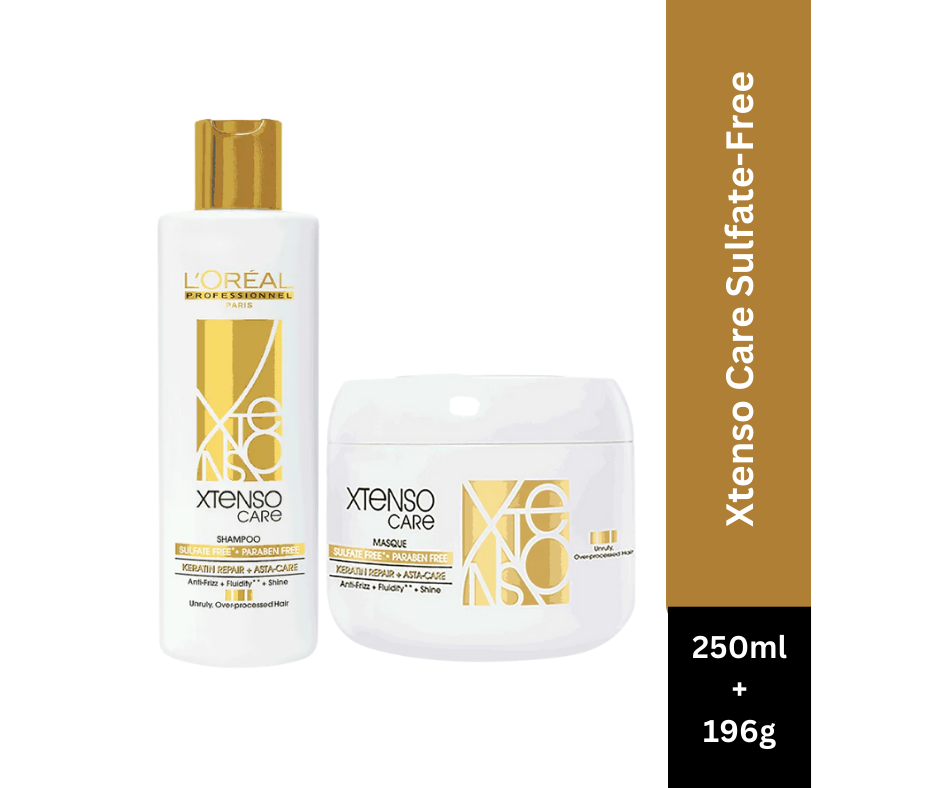 L’Oreal Professionnel Xtenso Care Shampoo, 250ml & Xtenso Care Hair Masque, 196g Combo For Keratin-Treated Hair