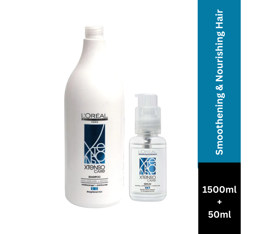 L’Oreal Professionnel Xtenso Care Shampoo, 1500ml & Xtenso Care Serum, 50ml Combo For Straightened Hair