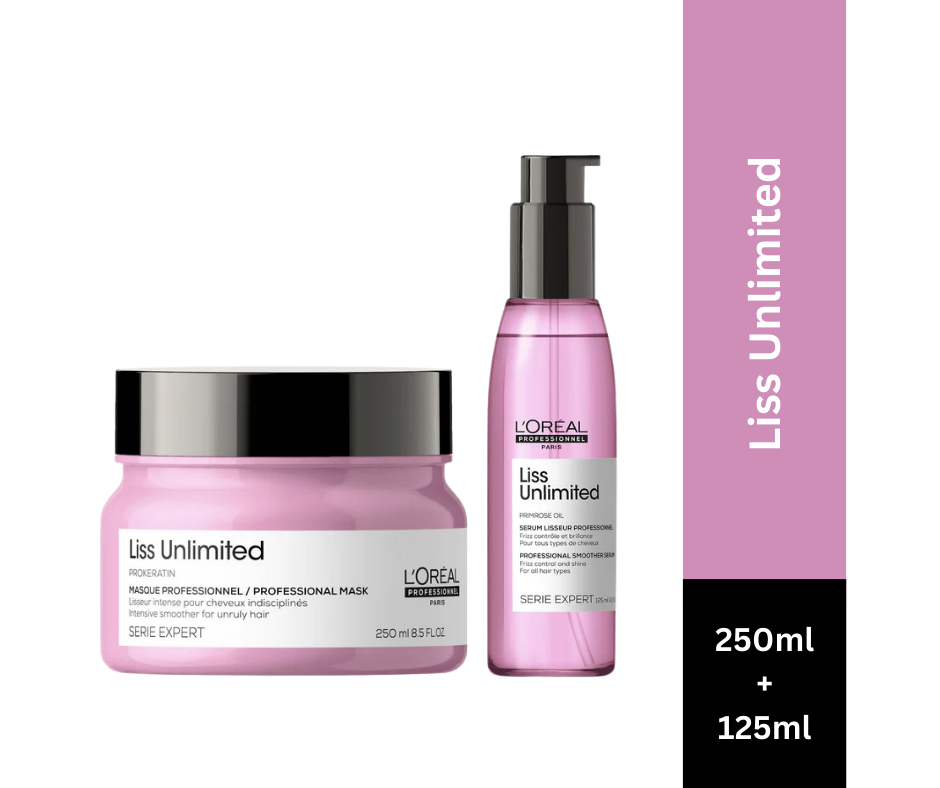 L'Oreal Professionnel Liss Unlimited Mask 250ml | Liss Unlimited Serum 125ml Combo