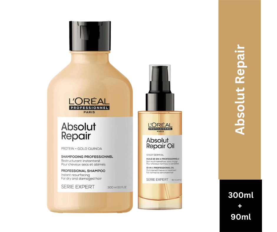 L'Oreal Professionnel Absolut Repair Shampoo 300ml | Absolut Repair Serum 90ml Combo