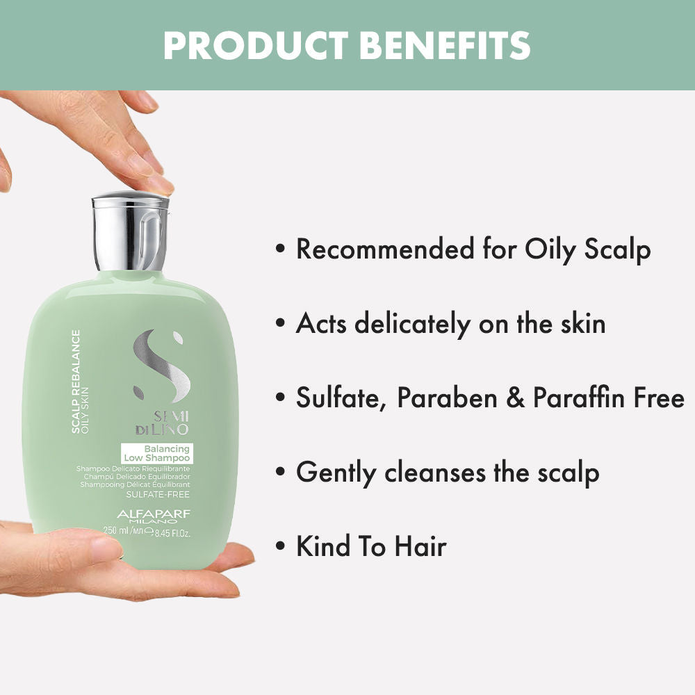 ALFAPARF MILANO Scalp Rebalance Shampoo For Oily Scalp & Frizzy Hair, Sulfate Free, 250ml
