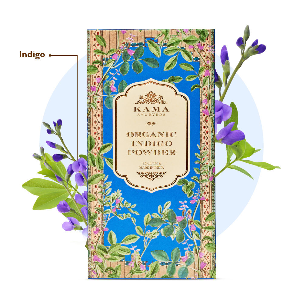 Kama Ayurveda Organic Indigo Powder For Natural Hair Coloring- 100% Organic, Prevents Premature Graying, 100g