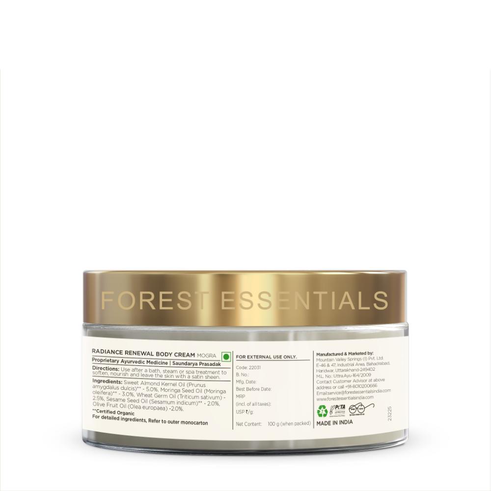 Forest Essentials Radiance Renewal Body Cream Mogra - Moisturising & Hydrating, 100g