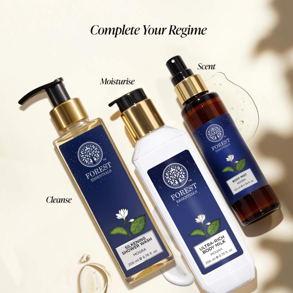 Forest Essentials Ultra-Rich Body Milk Mogra - Delicately Scented Ayurvedic Moisturising Body Lotion, 200ml