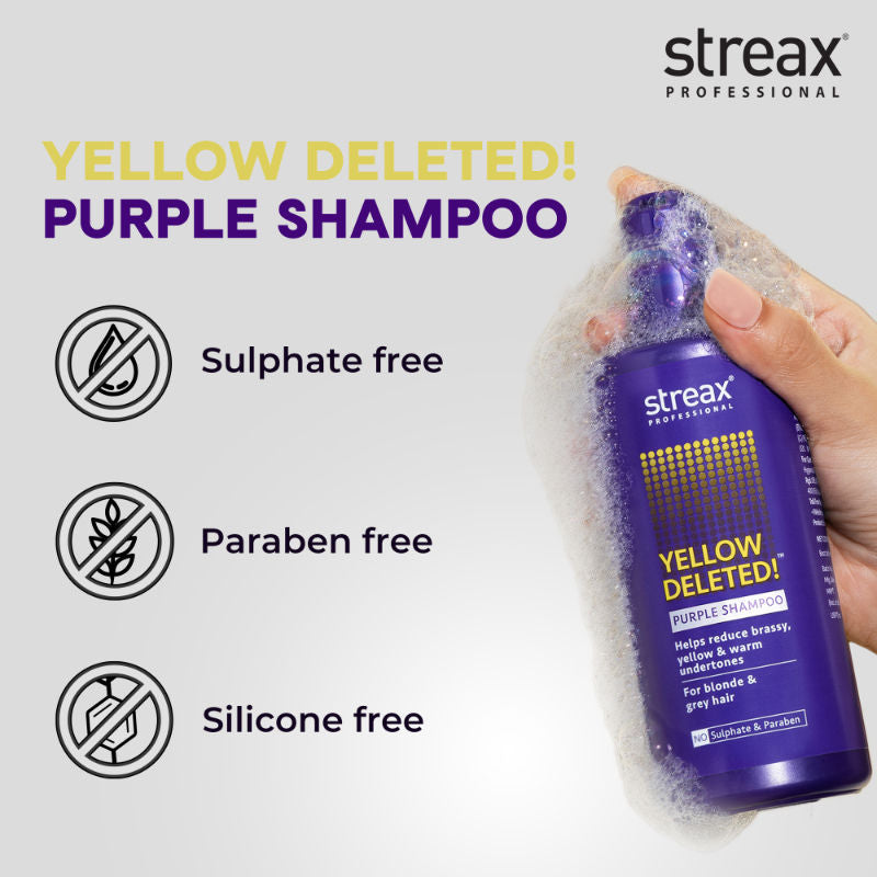 Streax Professional Yellow Deleted Purple Shampoo, 300ml Buy at Indicrest Image 2