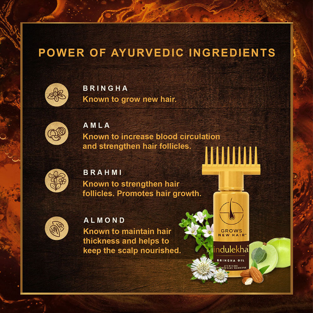 Indulekha Bringha Ayurvedic Hair Oil with Amla & Coconut Oil with Comb Applicator, 50ml Buy at Indicrest Image 5