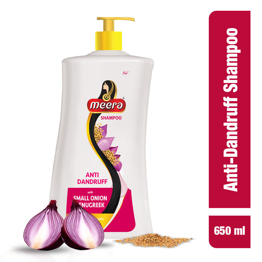 Meera Anti Dandruff Shampoo, With Goodness Of Small Onion and Fenugreek, 650ml Buy at Indicrest Image 8