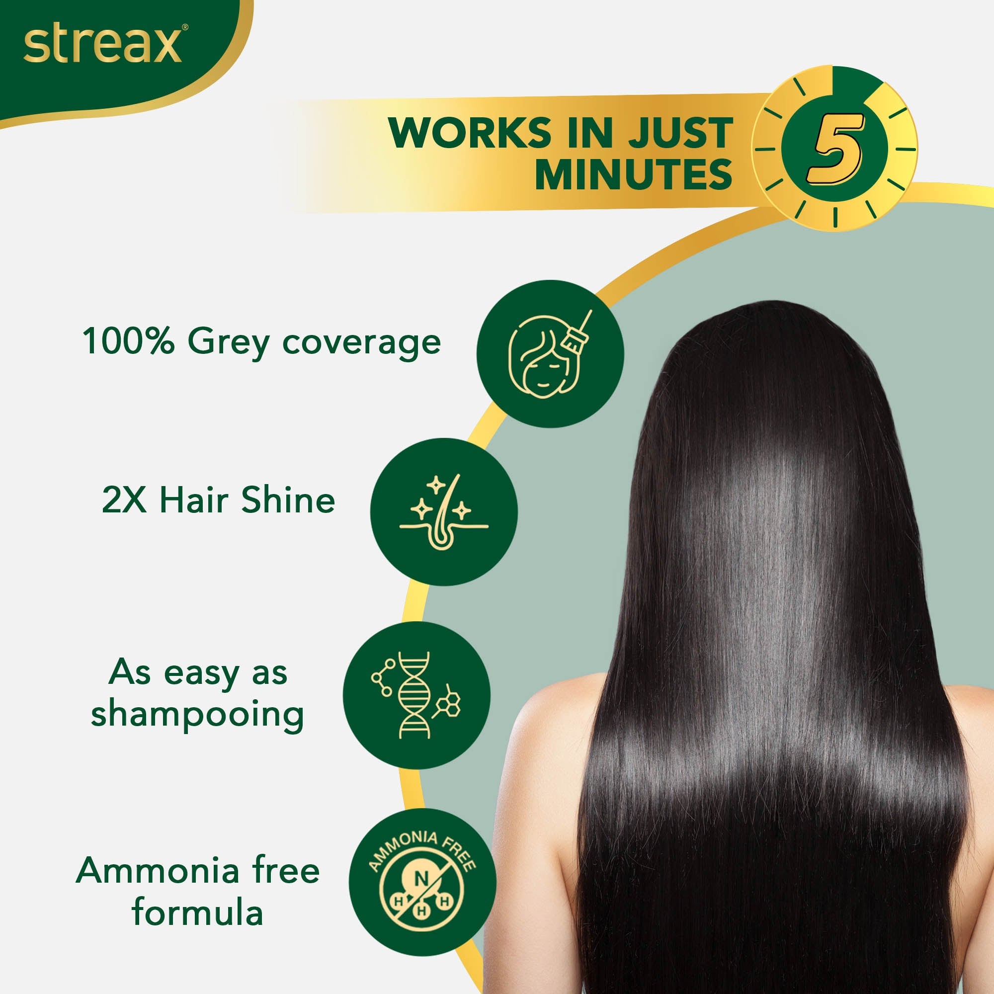 Streax Insta Shampoo Hair Colour - Natural Black, 25ml Buy at Indicrest Image 2