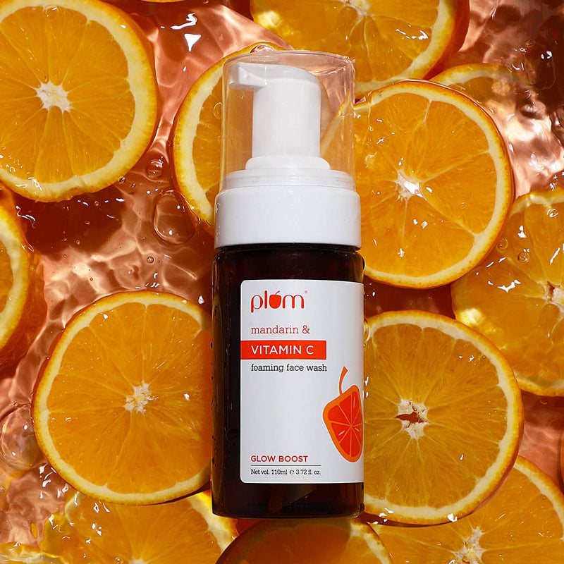 Plum Vitamin C Foaming Face Wash with Mandarin | Boosts Glow | Fades Dark Spots | Fights Hyperpigmentation, 110ml Buy at Indicrest