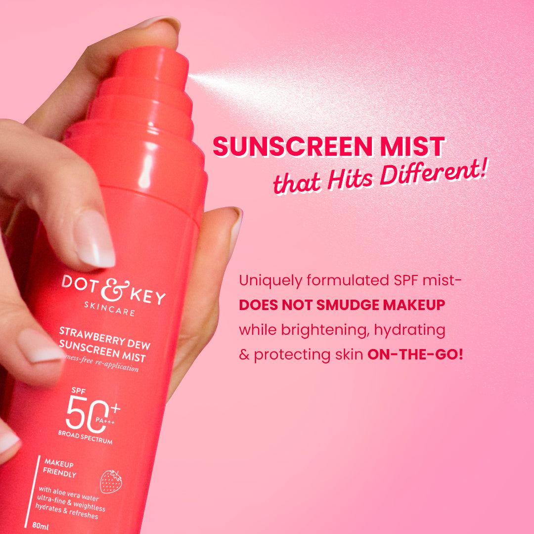 Dot & Key Strawberry Dew Sunscreen Face Mist, SPF 50+ PA+++, 80ml