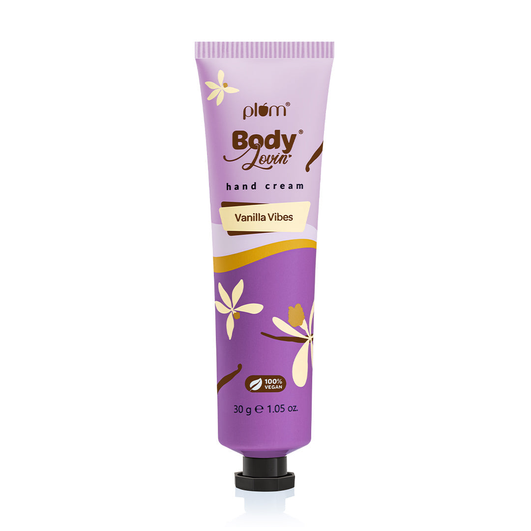 Plum Vanilla Vibes Hand Cream by Plum Body Lovin' | Ultra Moisturizing With Shea Butter | Irresistible, Warm Vanilla Fragrance | Non-Greasy & Lightweight, 30g