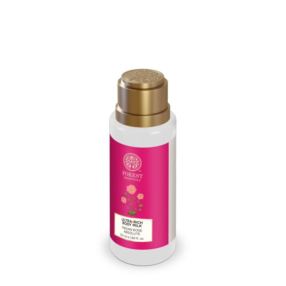 Forest Essentials Ultra Rich Body Milk Indian Rose Absolute - Ayurvedic Moisturising Body Lotion, 50ml
