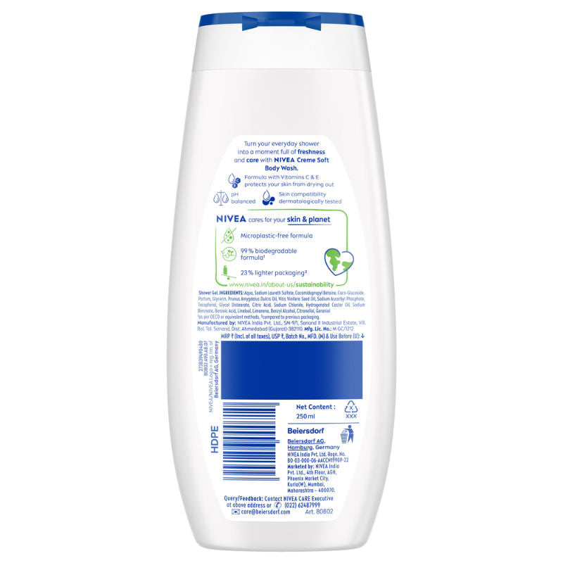 Nivea Body Wash- Creme Soft Naturally Clean & Healthy Skin Natural Almond Oil, 250ml Buy at Indicrest Image 10